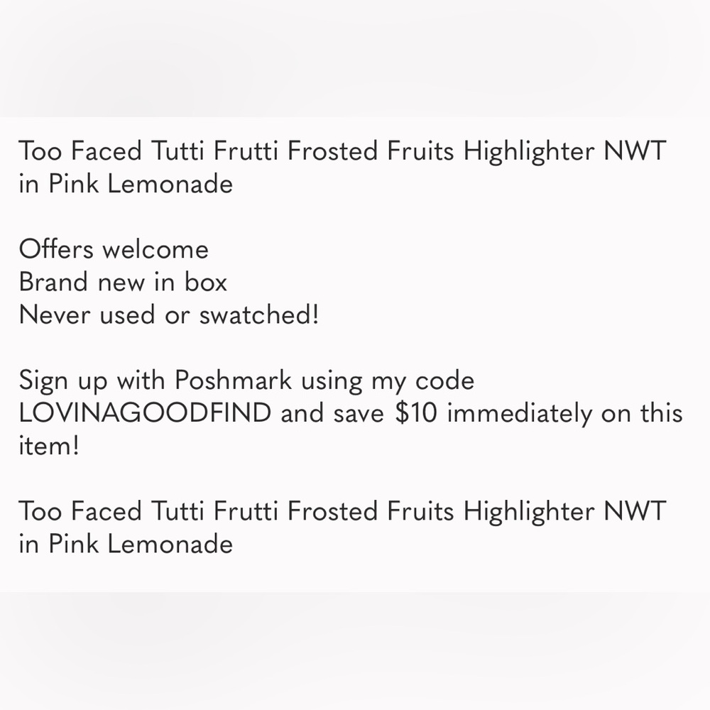 Too Faced Tutti Frutti Frosted Fruits Highlighter NWT in Pink Lemonade - Picture 6 of 9